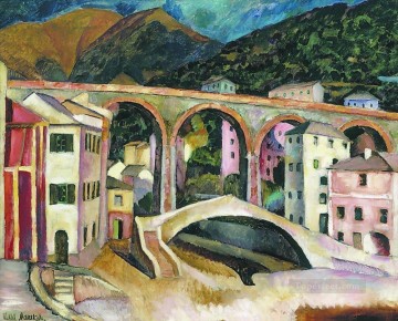 Paisajes Painting - Italia nervi paisaje con acueducto 1913 Ilya Mashkov paisaje urbano escenas de la ciudad